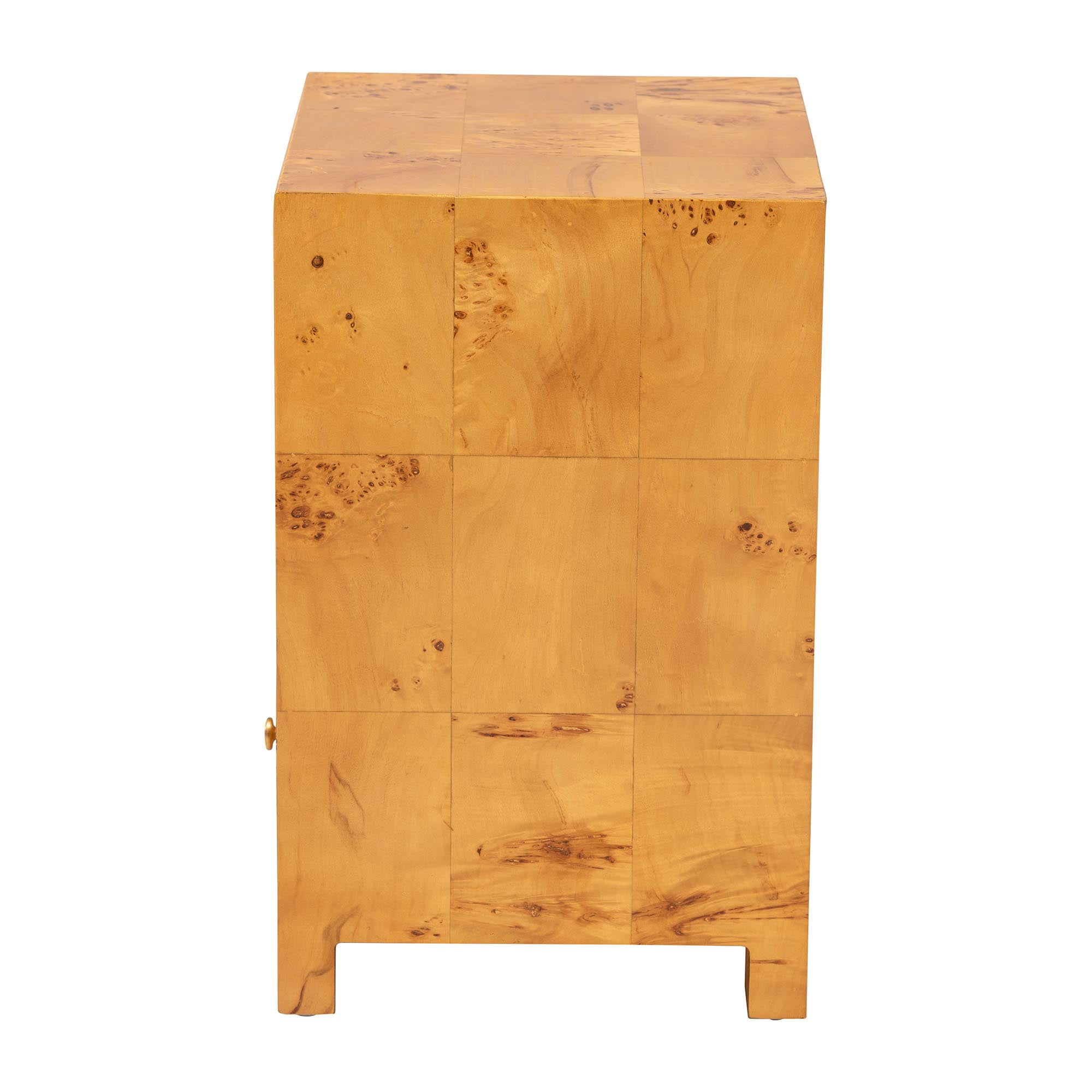 bali & pari Camira Modern Nightstand, 1-Drawer, Light Mappa Burl