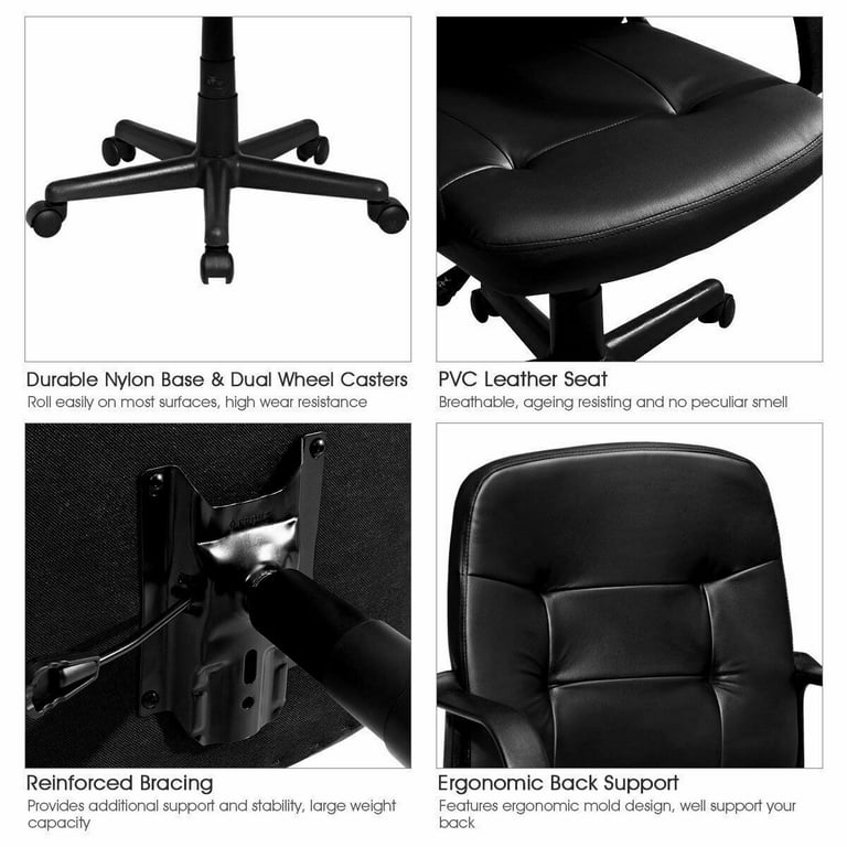 Costway 500 lb. Black Executive PU Leather Adjustable Height Computer Desk  Chair Massage Office Chair GHM0087BK - The Home Depot