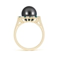 thumbnail image 2 of Angara Tahitian Cultured Pearl and Blue Diamond Ring in 14K Yellow Gold for Women | June Birthstone Jewelry for Her, 2 of 8