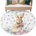 thumbnail image 2 of Round Area Rug 6 Ft, Bunny Easter Washable Non-Slip Circle Carpet for Living Room/Bedroom, Spring Floral Rabbits Eggs Farmhouse Low-Profile Indoor Mats Collection Rugs for Residential, 2 of 7