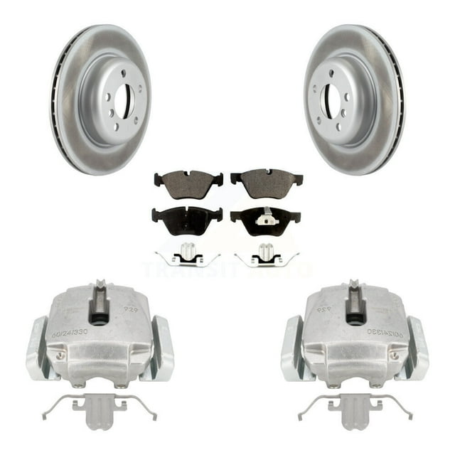 Transit Auto Front Disc Brake Caliper Coated Rotors and Semi-Metallic Pads Kit for Car BMW 528i xDrive Without Performance Brakes with 330mm Diameter Rotor KCG-100679P