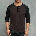 thumbnail image 2 of Henley Shirts for Men Raglan 3/4 Sleeve Muscle Baseball T-Shirts Button V Neck Shirt Contrast Color Tee Tops, 2 of 7