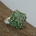 thumbnail image 4 of 3MM Round Shape Emerald Gemstone 925 Sterling Silver Cluster Cocktail Women Wedding Ring, 4 of 5