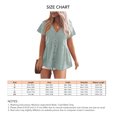 thumbnail image 5 of Blusa de manga corta con cuello en V para mujer, blusa holgada de color puro con botones y dobladillo con volantes para fiesta, verde M, 5 of 5