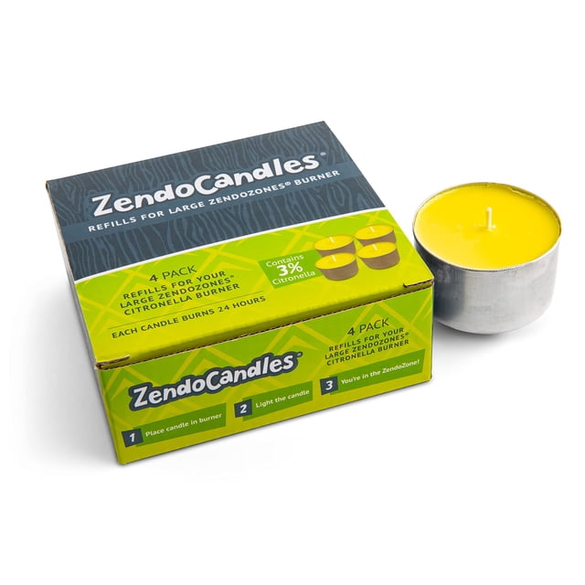 Candle JT Eaton ZendoCandles, recarga con 3% de citronela, paquete de 4