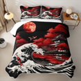thumbnail image 2 of Homewish Ukiyo e E Wave Twin Quilt Set,Japanese Style Twin Coverlet Set,Black Red White,2pcs, 2 of 7