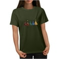 thumbnail image 5 of Feanecy Womens Christmas T Shirts Cute Soft Short Sleeve Round Neck Tops Holiday Casual Loose Fit Graphic Tees Xmas Tree Print Tee Top Green M, 5 of 5