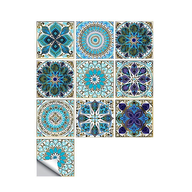 Sywqhk 10 Uds. Adhesivo de pared autoadhesivo para azulejos de cristal, calcomanías de mosaico de Mandala (A) Sywqhk Para estrenar
