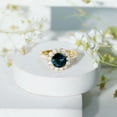 thumbnail image 3 of Rosec Jewels Natural London Blue Topaz Engagement Ring with Moissanite Halo (8 mm Round, AAA Grade) - with Jewelry Box, 10K Yellow Gold, US 6.50, 3 of 7