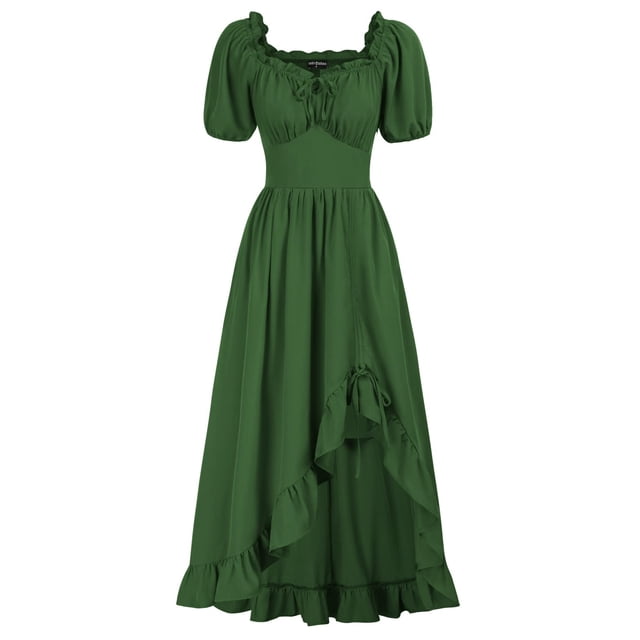 Vestidos Off Shoulder para Mujeres Vestido Campesino de Verano Verde Verde 2XL
