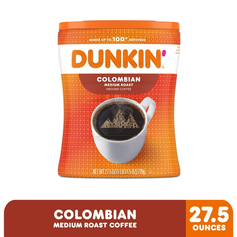 4 pack) Dunkin' Colombian Medium Roast Ground Coffee, 27.5 oz