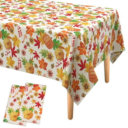 

DECORLIFE Thanksgiving Tablecloth 2PCS Disposable Friendsgiving Tablecloth Large 54 x 108Inch Rectangular Fall Table Cover for Thanksgiving Harvest Party Decorations