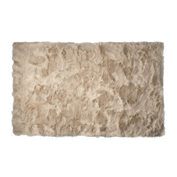 Luxe Hudson Faux Sheepskin Rug Taupe 5x8 Soft Natural Texture Indoor Carpet