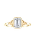 thumbnail image 4 of Rosec Jewels Certified Moissanite Emerald Cut Engagement Ring 2 Carat - Celtic Knot Ring (6X8 mm, D-VS1 Quality), 10K Yellow Gold, US 12.50, 4 of 8