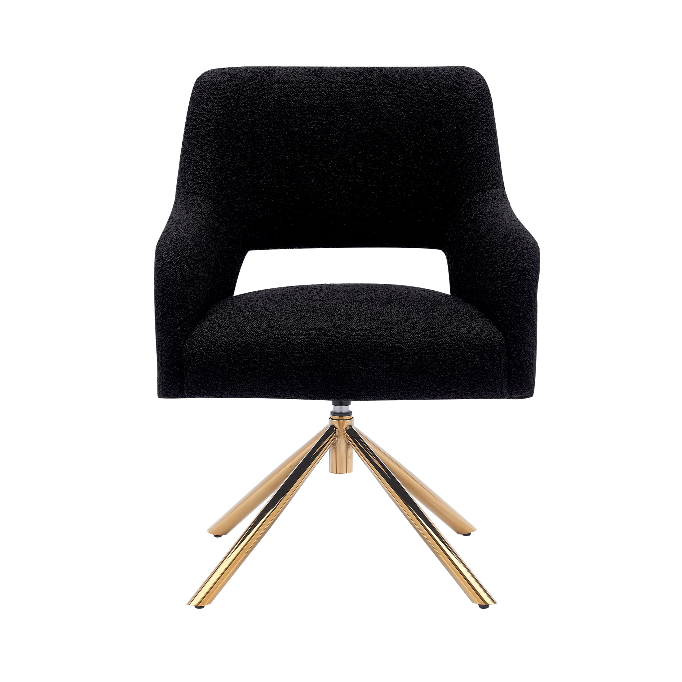 Mid-Century Modern Water and Stain Resistant Boucle Fabric Upholstered Swivel Accent Chair, Black