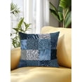 thumbnail image 2 of 1 Pack Outdoor Pillows Waterproof, Animals Print Plaid Indoor/Outdoor Throw Pillows with Inserts, Blue Checkered Leopard Textured Decorative Pillow for Patio Furniture Chairs Couch, 2 of 8