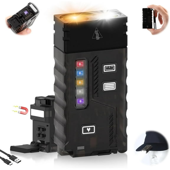 365nm UV LED Flashlight - 13-Mode Rechargeable EDC Keychain Light with Magnet, Lanyard & Buzzer (IP67 Waterproof)