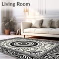 thumbnail image 2 of ODIKA 8'x10' Machine Washable Non-Slip Area Rug, Intricate Medallion Accent Floor Covering with Ornate Central Motif High Traffic Rug with Pad, Black, 661245, 2 of 8