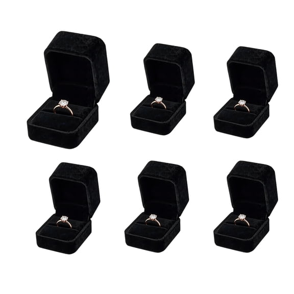 RYLZX 6Pcs Black Fancy Ring Box Jewelry Box Ring box - Genuine Velvet