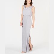 Adrianna Papell Blouson Cowlneck Gown, Choose Sz/Color: 10/ Silver