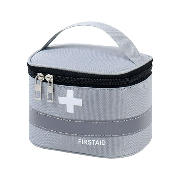 Botiquín de primeros auxilios vacío, bolsa de almacenamiento de emergencia con asa, bolsa médica, estuche para S Gris