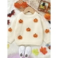 thumbnail image 4 of Hirigin Toddler Baby Boy Girl Halloween Sweater Pumpkin Embroidery Warm Pullover Knit Sweaters Sweatshirt Tops Fall Winter Clothes, 4 of 8