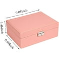 thumbnail image 7 of Wattne Jewelry Box for Women: PU Leather with Lock 2 Layer Portable Jewelry Organizer and Box Storage Case Necklaces Bracelets Rings Earring Holder Pink, 7 of 7