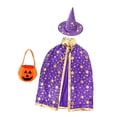 thumbnail image 4 of Conjunto de disfraz de Halloween con capa de mago para presentaciones en , regalos para fiestas y festivales Púrpura, 4 of 8