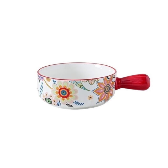 660ML Nordic Countryside Creative Ceramic Single Handle Bowl Home Cheese Baked Rice Oven Baking Plate