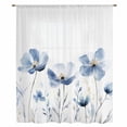 thumbnail image 2 of Blue Flower Sheer Curtains 63 Inches Long, Botanical White Floral Plant Herb Watercolor Light Filering Curtains, Breathable Simi Curtain Privacy Drapes for Living Room Lightweight Window Treatment, 2 of 9