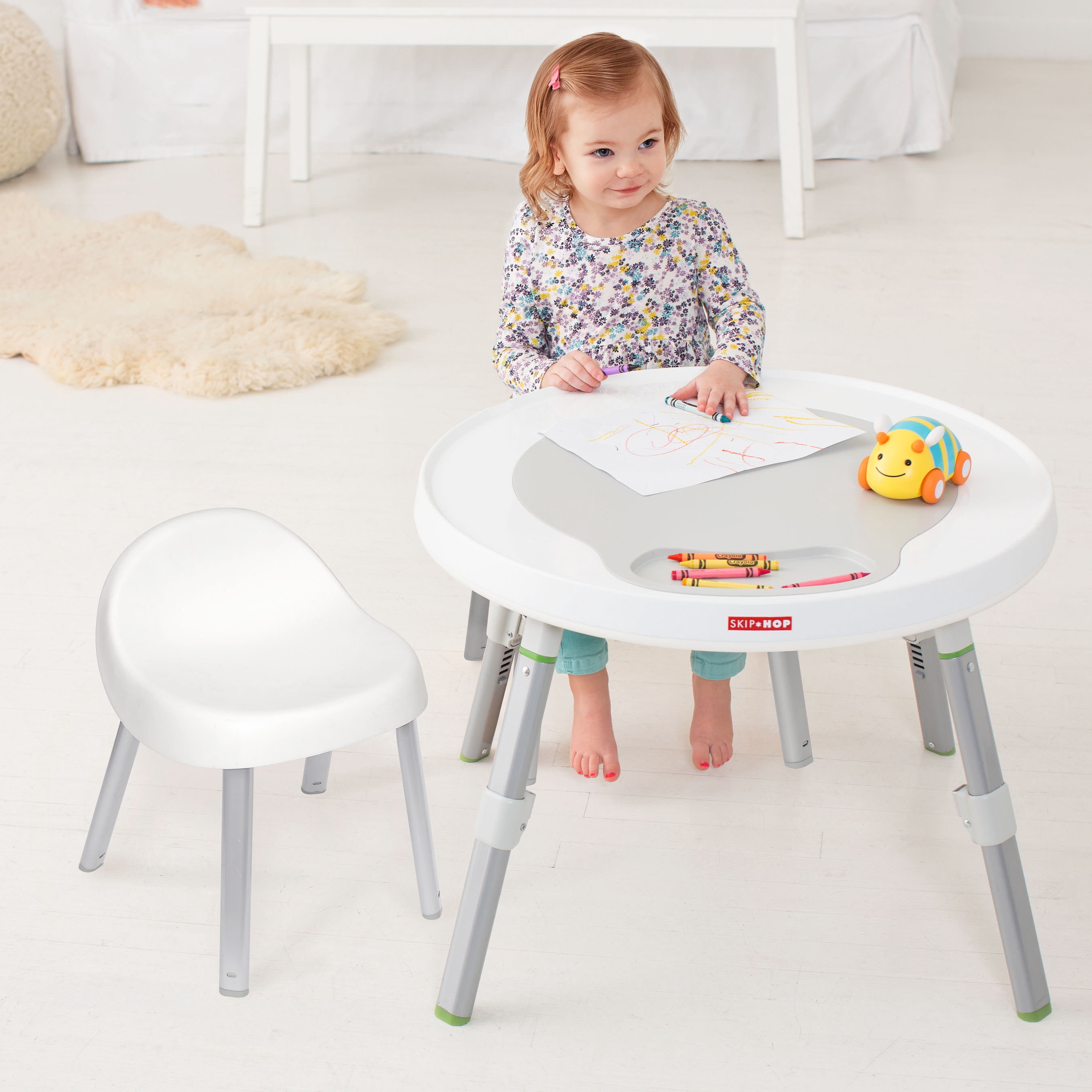 Skip Hop Explore & More Kids Chair Set, Comfortable Design with Metal Legs, White