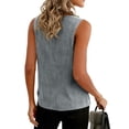 thumbnail image 3 of Women's Slub Cotton V Neck Casual Sleeveless Tank Top Gray XL, 3 of 4