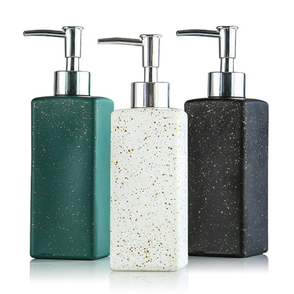 12 Ounces Soap Dispenser, Refillable Premium Glass Hand Dish Dispensers Pump Bottle for Bathroom Vanity Countertop and Kitchen Sink