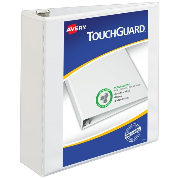 Avery TouchGuard Binder, 3 inch Rings, 1 White Binder (17144)