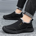 thumbnail image 5 of IEMIEMIEM Mens Snow Boots Winter Shoes Comfortable Cotton-Padded Plush Lined Slip on Casual Warm Walking Orthopedic Sneakers Waterproof House Shoes 7.5 Wide Black, 5 of 8