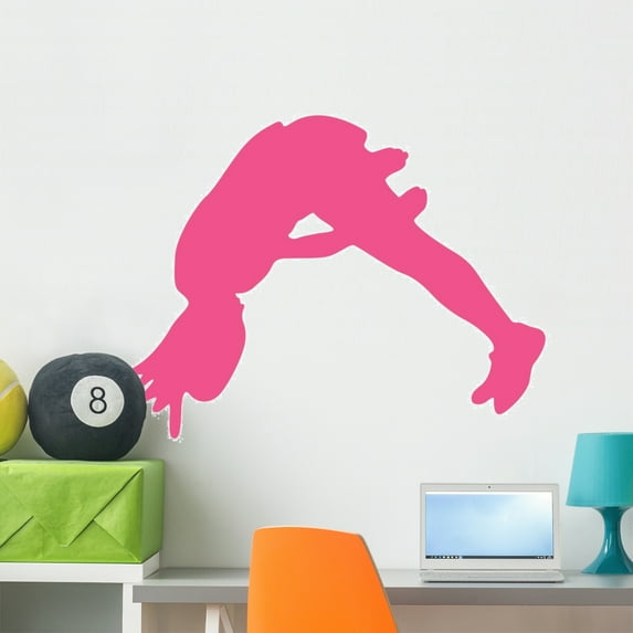 Cheer Silhouette Hot Pink Wall Decal by Wallmonkeys Peel and Stick Graphic (36 in W x 28 in H) WM357096