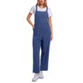 thumbnail image 1 of Combinaison Décontractée Confortable pour Femme, Couleur Unie, avec Poches, Printemps Été, Combinaison Boutonnée Décontractée, Combinaison pour Femme, Bleu, TTG, 1 of 7