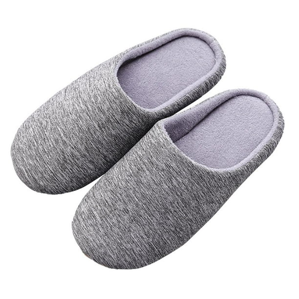 Women's Memory Foam Slippers Comfort Knitted Cotton-blend Closed Toe ...
