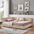 thumbnail image 2 of New Full Size Upholstered Tufted Bed Frame, Sofa Bed Frame with Comfortable Backrest and Armrests, Full Size Bed for Bedroom, Living Room,Velvet, PINK(80.5''*59''*30.5''), 2 of 10