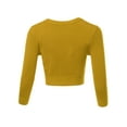 thumbnail image 3 of A2Y Women's Solid Cropped Bolero 3/4 Sleeve Button Down V-Neck Cardigan Sweater Honey L, 3 of 5