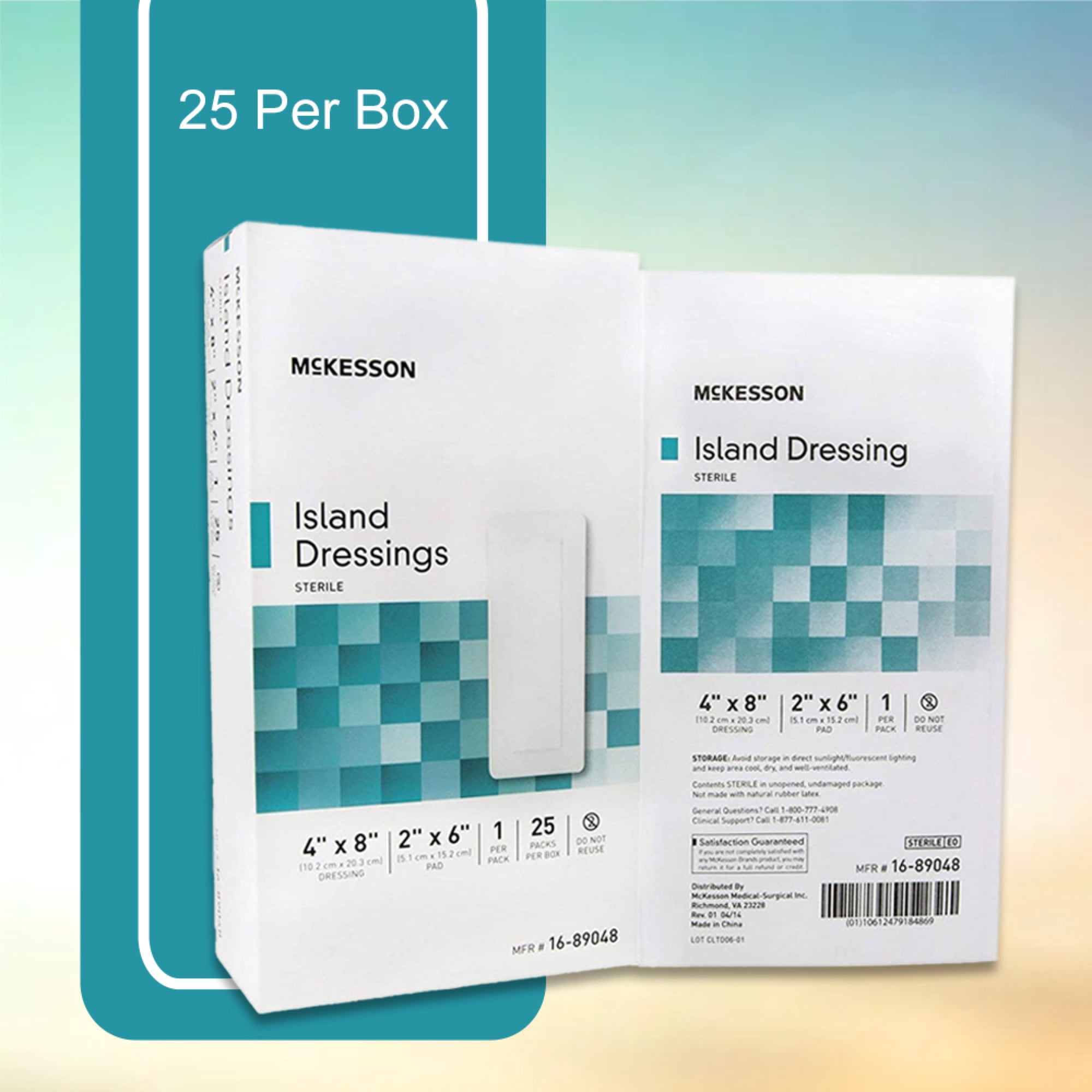 McKesson Island Dressing, Non-Adherent Gauze Pad for Wound Care, 4 in x 8 in, 25 Count, 1 Pack