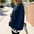 thumbnail image 4 of Crew Neck Sweatshirts Women Oversized Fall French Terry Layered Pullover Sweatshirt Fake Two‑Piece Tops Pullover Casual Split Hem Top, 4 of 6