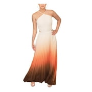 RACHEL RACHEL ROY Womens Brown Cut Out Zippered Pleated Ombre Sleeveless V Neck Maxi Party Fit + Flare Dress 8