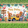 thumbnail image 5 of Cartoon Animals Happy Birthday Banner Decorative Balloons Jungle Theme Party Decoration for Kids Celebration Outdoor Event Photography, 5 of 7