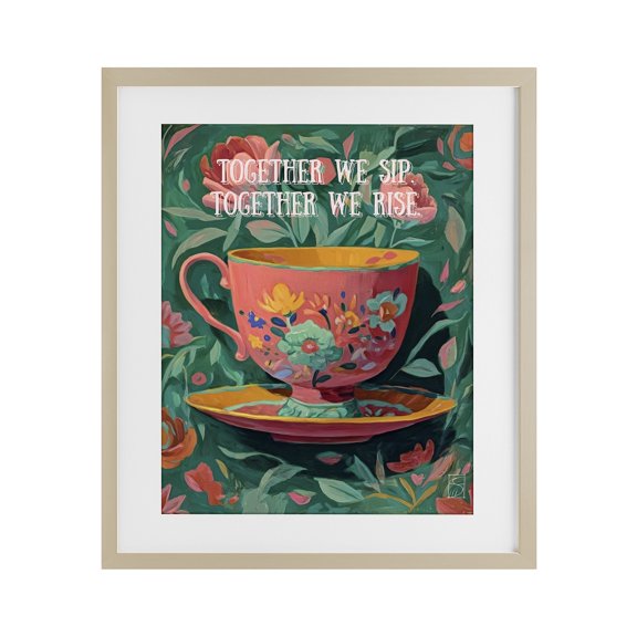 Stupell Industries Bohemian Together We Sip & Rise Birch Framed Print Under Glass, 17 x 21, by Sara Culpepper