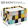 thumbnail image 4 of Yayeee Canvas Storage Basket with Handles for Shelves Fabric Bins Closet Organizer, Yellow Checkered Pattern, 4 of 8