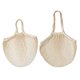 thumbnail image 1 of Bolsa de malla reutilizable de algodón ecológico, ideal para compras, mercado, playa o excursiones. Incluye 2 piezas (larga y corta) en color beige, perfectas para verduras, frutas y más., 1 of 6