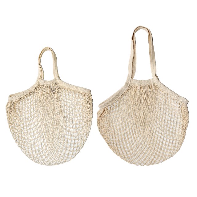 Bolsas reutilizables de malla de algodón - Juego de 2 (grande y chica) para frutas, verduras y compras ecológicas