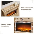 thumbnail image 6 of OKD Farmhouse TV Stand Electric Fireplace with Mantel, 52 inch Entertainment Center w/36 Electric Fireplace & Sime-Open Cubby & Open Bottom for Living Room, Natural Oak, 6 of 6
