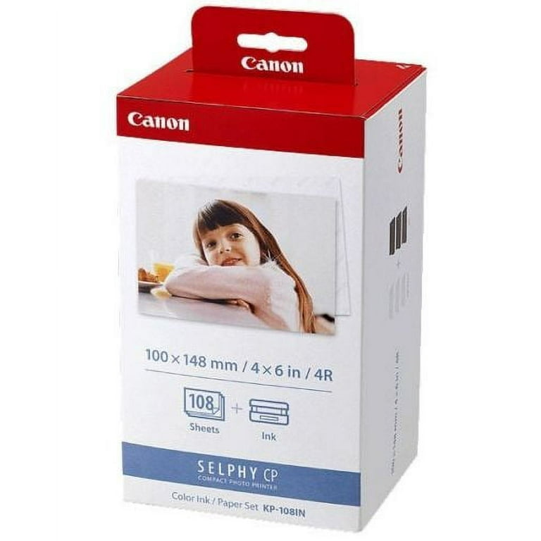 Canon SELPHY CP1300 Wireless Compact Photo Printer with AirPrint and Mopria  Device Printing, White, With Canon KP108 Paper And Black hard case to fit  all together 